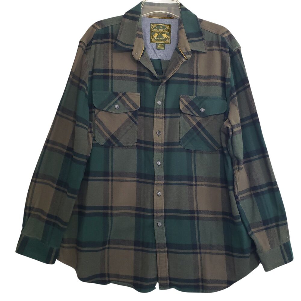 Anchorage Men's XL Plaid Flannel Button Down Shirt (Not Lined)